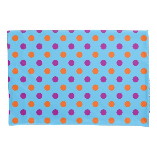Blue Purple Orange Polka Dot Pattern 枕カバー (正面)
