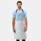 BLUE PURPLE PINK EASTER BOWS & EGGS エプロン (着用した状態)