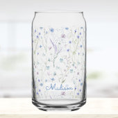 Blue Purple Pretty Wildflower Floral Pattern ガラス缶