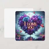 blue + purple roses valentine サンキューカード (正面/裏面)