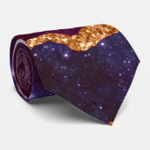 Blue & Purple Space & Stars with Gold Ribbon ネクタイ (ロール)