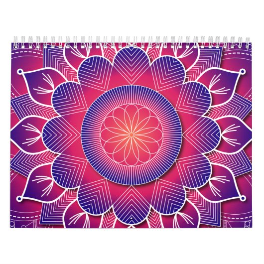 Blue Purple Traditional Mandala Design     カレンダー (カバー)