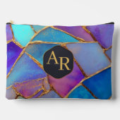 Blue Purple Turquoise Gold Abstract Mosaic アクセサリーポーチ (正面)