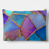 Blue Purple Turquoise Gold Abstract Mosaic アクセサリーポーチ (裏面)