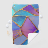 Blue Purple Turquoise  Gold Abstract Mosaic  ゴルフタオル (インサイチュ)