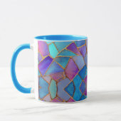 Blue Purple Turquoise Gold Abstract Mosaic マグカップ (左)