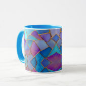 Blue Purple Turquoise Gold Abstract Mosaic マグカップ (正面左)