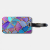 Blue Purple Turquoise Gold Abstract Mosaic ラゲッジタグ (裏面横)