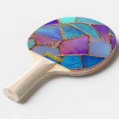 Blue Purple Turquoise  Gold Abstract Mosaic  卓球ラケット (正面アングル)