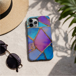 Blue Purple Turquoise Gold Abstract Mosaic iPhone 11 Proケース