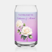 Blue Purple Watercolor Ombre Roses Spring Wedding ガラス缶 (正面)