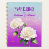Blue Purple Watercolor Ombre Roses Spring Wedding プランナー手帳 (正面)