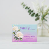 Blue Purple Watercolor Spring Wedding  プレイスカード (スタンド正面)