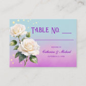 Blue Purple Watercolor Spring Wedding  プレイスカード (正面)