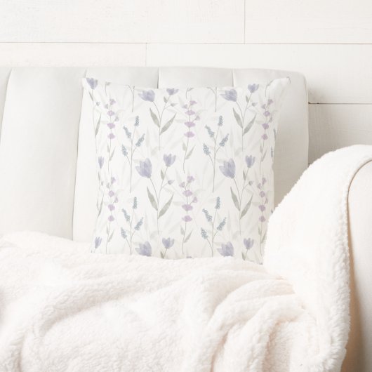 Blue Purple Watercolor Wildflower  クッション