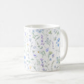 Blue Purple Watercolor Wildflower コーヒーマグカップ (正面右)