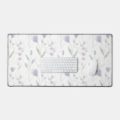 Blue Purple Watercolor Wildflower デスクマット (キーボード&マウス)
