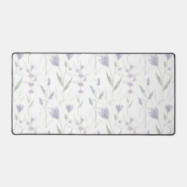 Blue Purple Watercolor Wildflower デスクマット