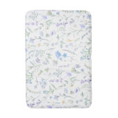 Blue Purple Watercolor Wildflower バスマット (正面縦)
