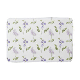 Blue Purple Watercolor Wildflower  バスマット