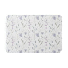 Blue Purple Watercolor Wildflower バスマット