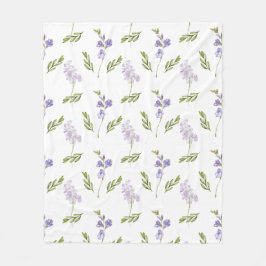 Blue Purple Watercolor Wildflower  フリースブランケット
