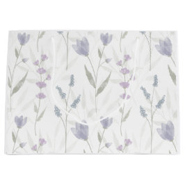 Blue Purple Watercolor Wildflower ラージペーパーバッグ