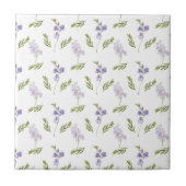 Blue Purple Watercolor Wildflower Ceramic Tile タイル (正面)