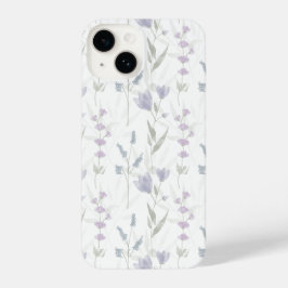 Blue Purple Watercolor Wildflower iPhone 14ケース