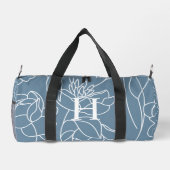 Blue Purple Watercolor Wildflower Monogram ダッフルバッグ (裏面)
