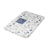 Blue Purple Watercolor Wildflower Monogram バスマット (アングル)