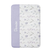 Blue Purple Watercolor Wildflower Monogram バスマット (正面縦)