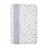 Blue Purple Watercolor Wildflower Monogram  バスマット (正面縦)