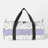 Blue Purple Watercolor Wildflower Monogram Duffle  ダッフルバッグ (裏面)