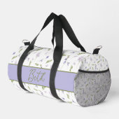 Blue Purple Watercolor Wildflower Monogram Duffle  ダッフルバッグ (右コーナー)