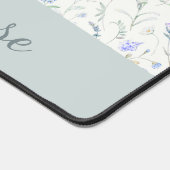 Blue Purple Watercolor Wildflower Monogram Name デスクマット (コーナー)