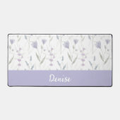 Blue Purple Watercolor Wildflower Monogram Name デスクマット (正面)