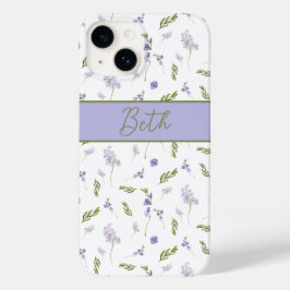 Blue Purple Watercolor Wildflower Name Case-Mate i iPhone 14ケース