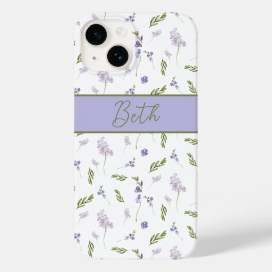 Blue Purple Watercolor Wildflower Name Case-Mate i iPhoneケース (裏面)
