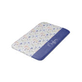 Blue Purple Watercolor Wildflower Name Monogram バスマット (アングル)