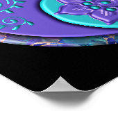 Blue & Purple Yin Yang ポスター (角)