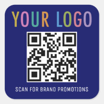 Blue QRコードステッカーBusiness Logo Labels Square
