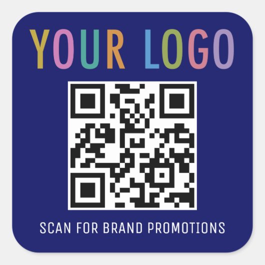Blue QRコードステッカーBusiness Logo Labels Square スクエアシール (正面)