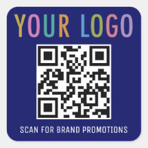 Blue QRコードステッカーBusiness Logo Labels Square