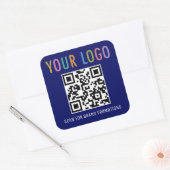 Blue QRコードステッカーBusiness Logo Labels Square スクエアシール (封筒)
