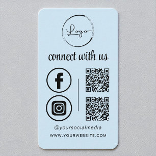 Blue QR Connect With Usビジネスロゴソーシャルメディア 名刺