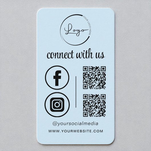 Blue QR Connect With Usビジネスロゴソーシャルメディア 名刺