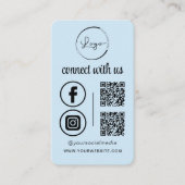 Blue QR Connect With Usビジネスロゴソーシャルメディア 名刺 (正面)