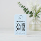 Blue QR Connect With Usビジネスロゴソーシャルメディア 名刺 (スタンド正面)