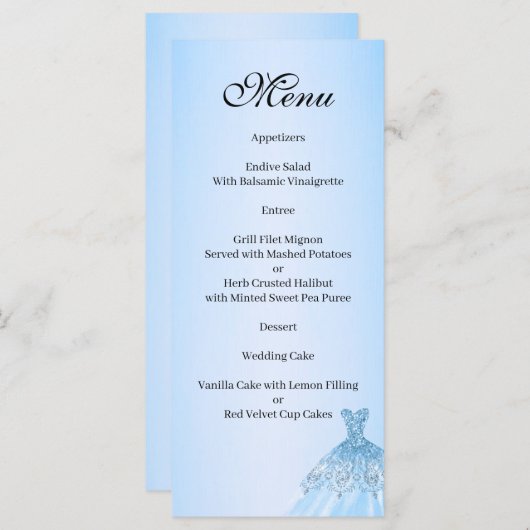 Blue Quenceanera Menu メニュー (正面/裏面)